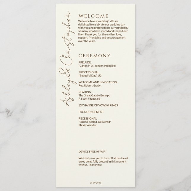 Elegant Modern Wildflower Off-White Wedding Programme (Front)