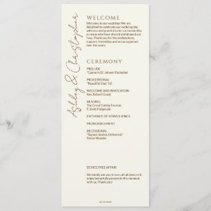 Elegant Modern Wildflower Off-White Wedding Programme