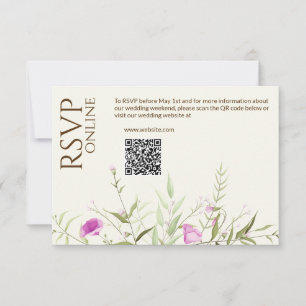Elegant Modern Wildflower Off-White Wedding RSVP Card