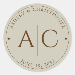 Elegant Modern Wildflower Taupe Wedding Classic Round Sticker