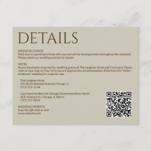 Elegant Modern Wildflower Taupe Wedding Enclosure Card