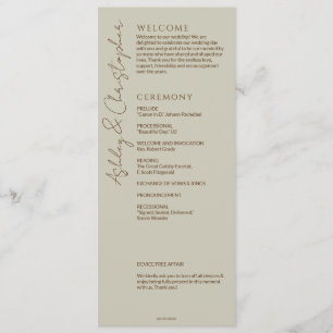 Elegant Modern Wildflower Taupe Wedding Programme