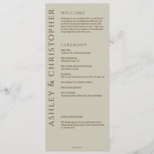 Elegant Modern Wildflower Taupe Wedding Programme