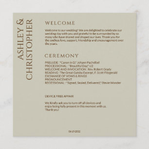 Elegant Modern Wildflower Taupe Wedding Programme