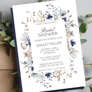 Elegant Modern Wildflower Wedding Bridal Shower Invitation