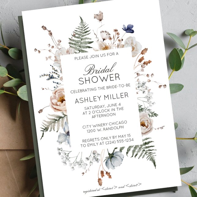 Elegant Modern Wildflower Wedding Bridal Shower Invitation (Creator Uploaded)