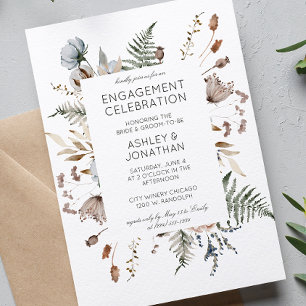 Elegant Modern Wildflower Wedding Engagement Party Invitation