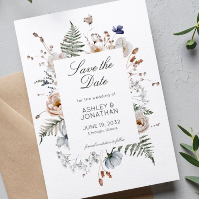 Elegant Modern Wildflower Wedding Save The Date (Creator Uploaded)