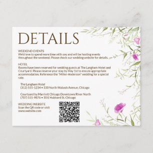 Elegant Modern Wildflower White & Bronze Wedding Enclosure Card