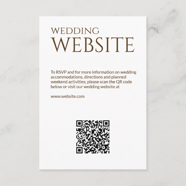 Elegant Modern Wildflower White & Bronze Wedding Enclosure Card (Front)