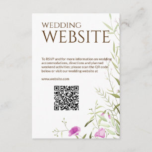 Elegant Modern Wildflower White & Bronze Wedding Enclosure Card