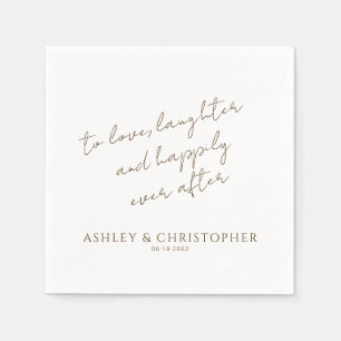 Elegant Modern Wildflower White & Bronze Wedding Napkin