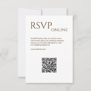 Elegant Modern Wildflower White & Bronze Wedding RSVP Card