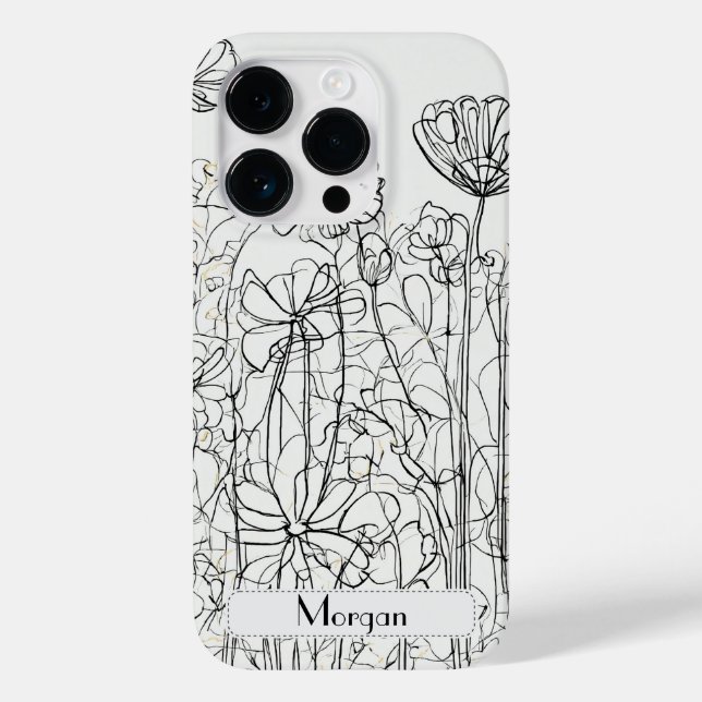 Elegant Modern Wildflowers white and black Case-Mate iPhone Case (Back)