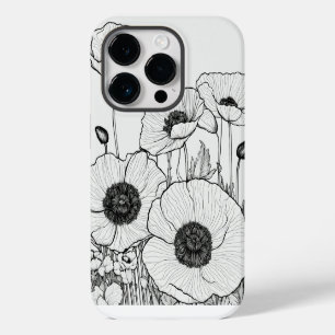 Elegant Modern Wildflowers white and black iPhone 14 Pro Case