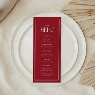 Elegant Modern Wine Red Bold Typography Wedding Menu