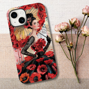 Elegant, Modern Woman & Poppies Floral dress Case-Mate iPhone 14 Case