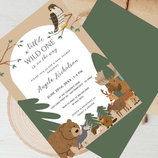 Elegant Modern Woodland Animals Forest Baby Shower Invitation (Creator Uploaded)