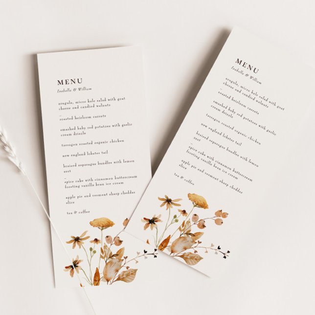 Elegant Modern Woodland Fall Floral Wedding Menu (Creator Uploaded)