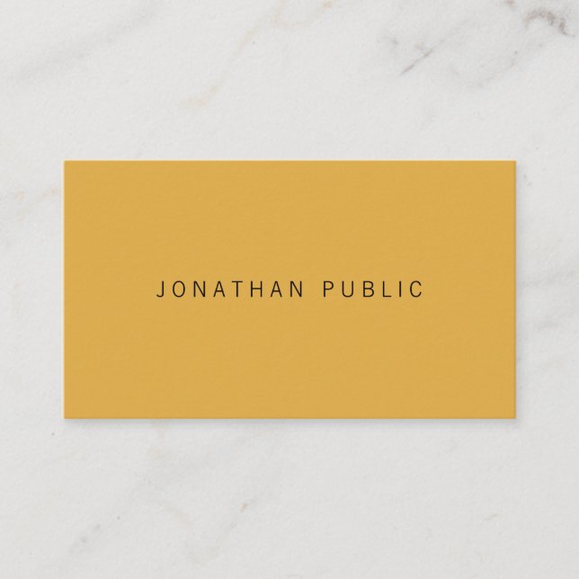 Elegant Modern Yellow Brown Simple Minimalist Business Card (Front)