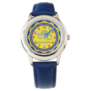 Elegant Modern Yellow Gear Custom Kids Watch