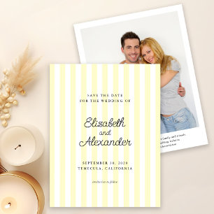 Elegant Modern Yellow Stripe Photo Wedding Save The Date