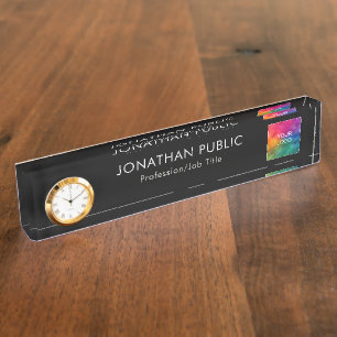 Elegant Modern Your Company Logo Here Clock Nameplate