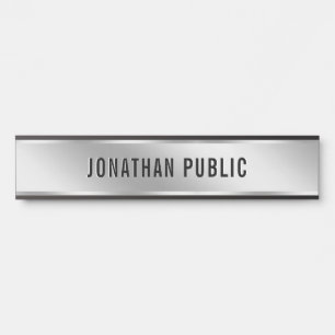 Elegant Modern Your Custom Text Silver House Door Sign