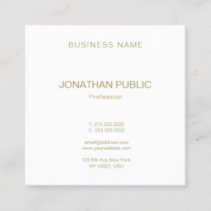 Elegant Modish Gold Text Font Simple Unique Plain Square Business Card