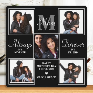 Elegant MOM 5 Photo Collage Monogram Unique Mom Plaque