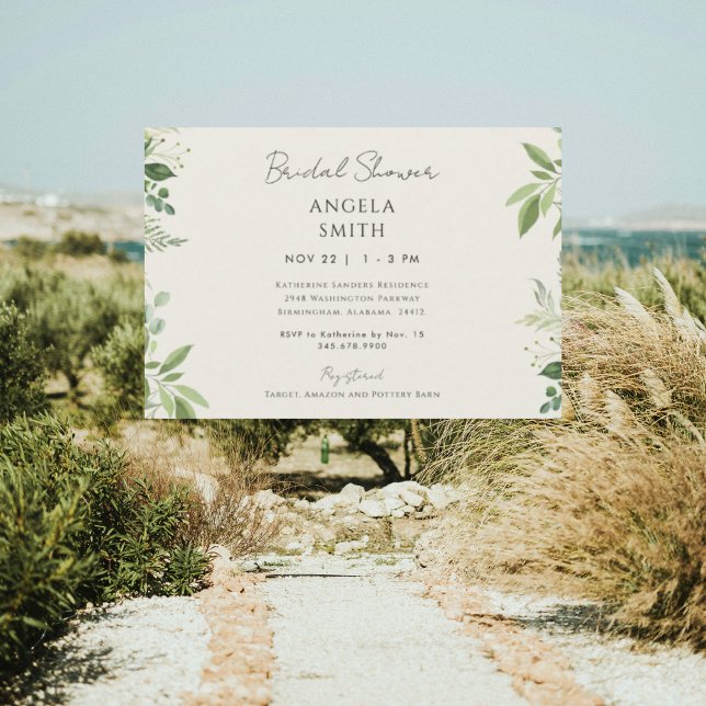 Elegant Moments Foliage Cream Bridal Shower II Invitation (Creator Uploaded)
