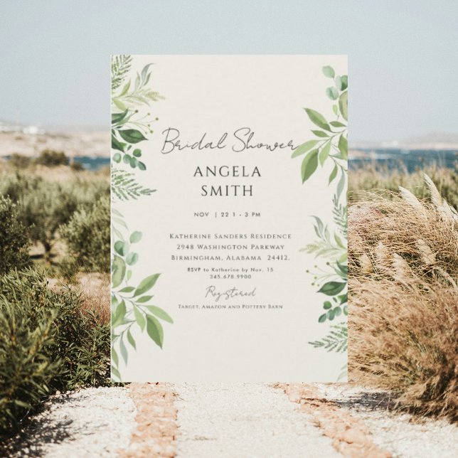 Elegant Moments Foliage Cream Bridal Shower  Invitation (Creator Uploaded)