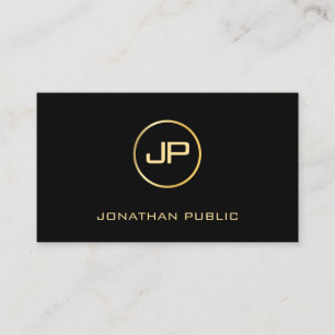 Elegant Momogram Gold Text Modern Professional Business Card