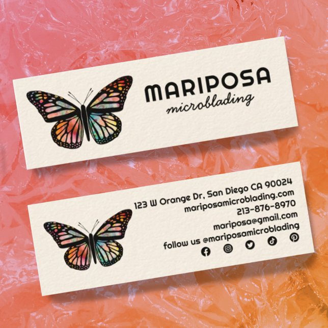 Elegant Monarch Butterfly Aesthetician Beauty Salo Mini Business Card (Creator Uploaded)