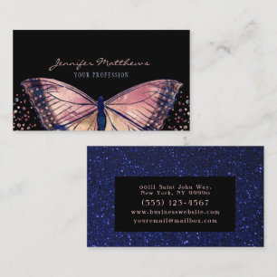 Elegant Monarch Butterfly Glitter Business Card