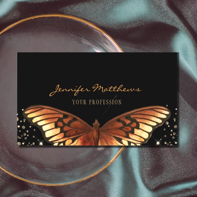Elegant Monarch Butterfly Glitter Business Card (Creator Uploaded)