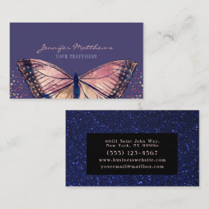 Elegant Monarch Butterfly Glitter Business Card