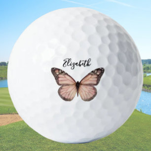 Elegant Monarch Butterfly Personalised Ladies Golf Balls