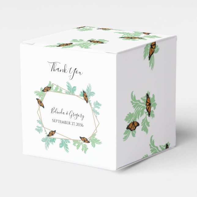 Elegant Monarch Butterfly Wedding Favour Box (Front Side)