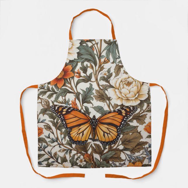 Elegant Monarch Butterfly William Morris Inspired  Apron (Front)