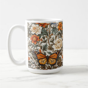 Elegant Monarch Butterfly William Morris Inspired Coffee Mug