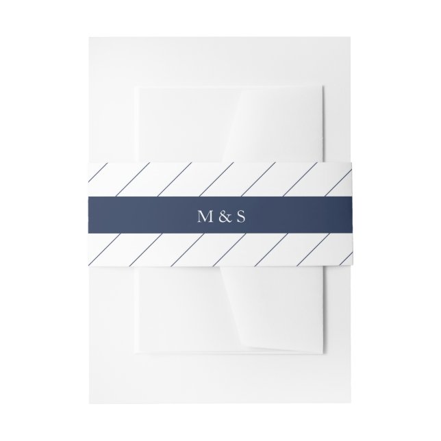 Elegant Monochromatic Blue Personalised Invitation Belly Band (Front Example)