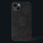 Elegant Monochromatic Dark Grey Floral Design iPhone 13 Case<br><div class="desc">Elegant girly simple dark grey monochromatic vintage floral design.Custom and optional monogram in suggested coral red. Embossed look is a photoshop effect and not real thing.</div>