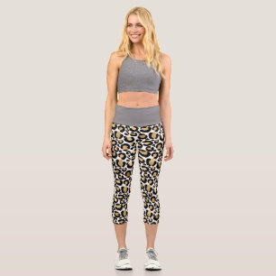 Elegant Monochromatic Leopard Spots Wild Glam Capri Leggings