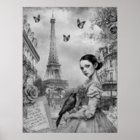 Elegant Monochromatic Victorian Goth Girl in Paris