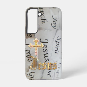 Elegant Monochrome Christian Pastel Cross Jesus Samsung Galaxy Case