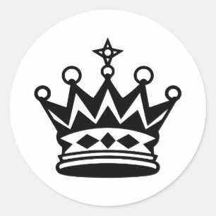 Elegant Monochrome Crown Design Classic Round Sticker