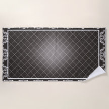Elegant Monochrome Damask beach towel