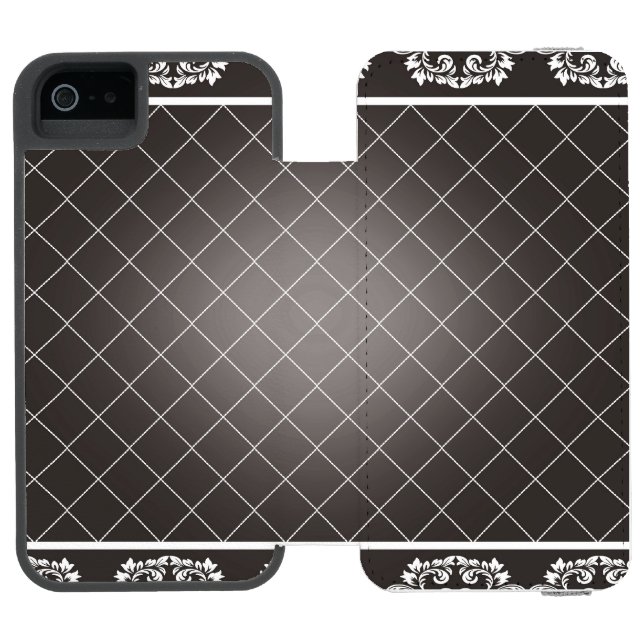 Elegant Monochrome Damask iPhone wallet case Incipio iPhone Wallet Case (Folio Open)