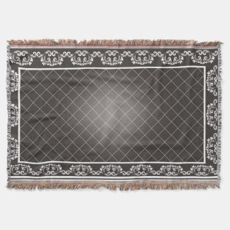 Elegant Monochrome Damask Throw Blanket